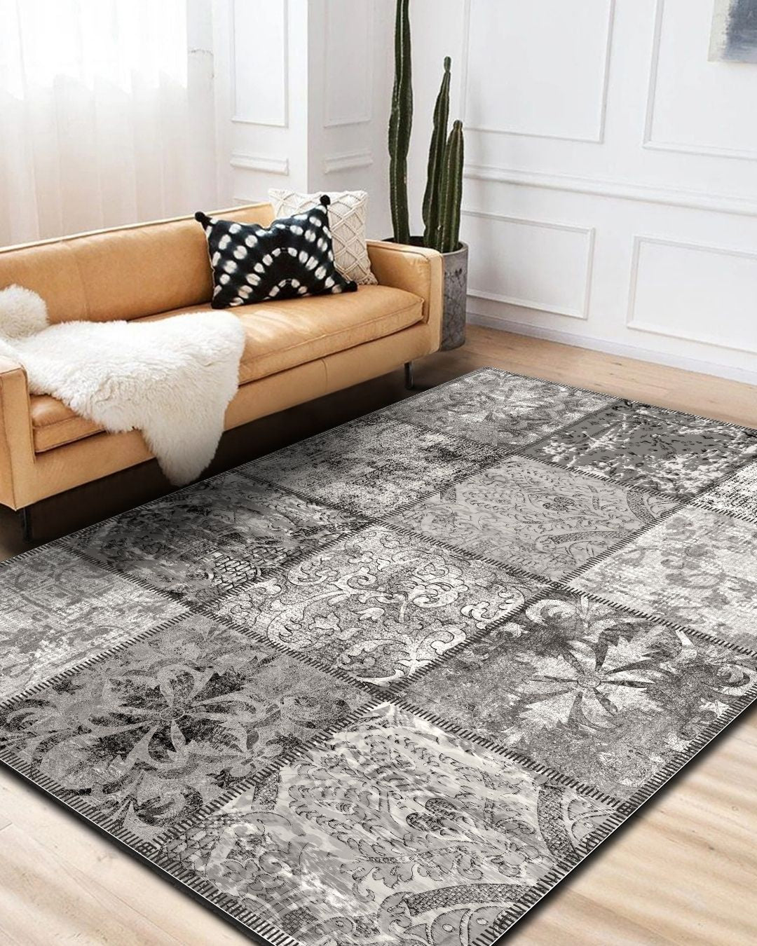 Quartz - Geometric Patterned Modern Area Rug - Cotton Woven Base