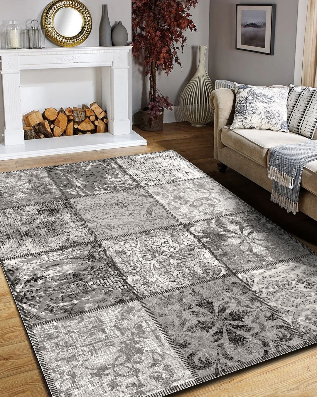 Quartz - Geometric Patterned Modern Area Rug - Cotton Woven Base