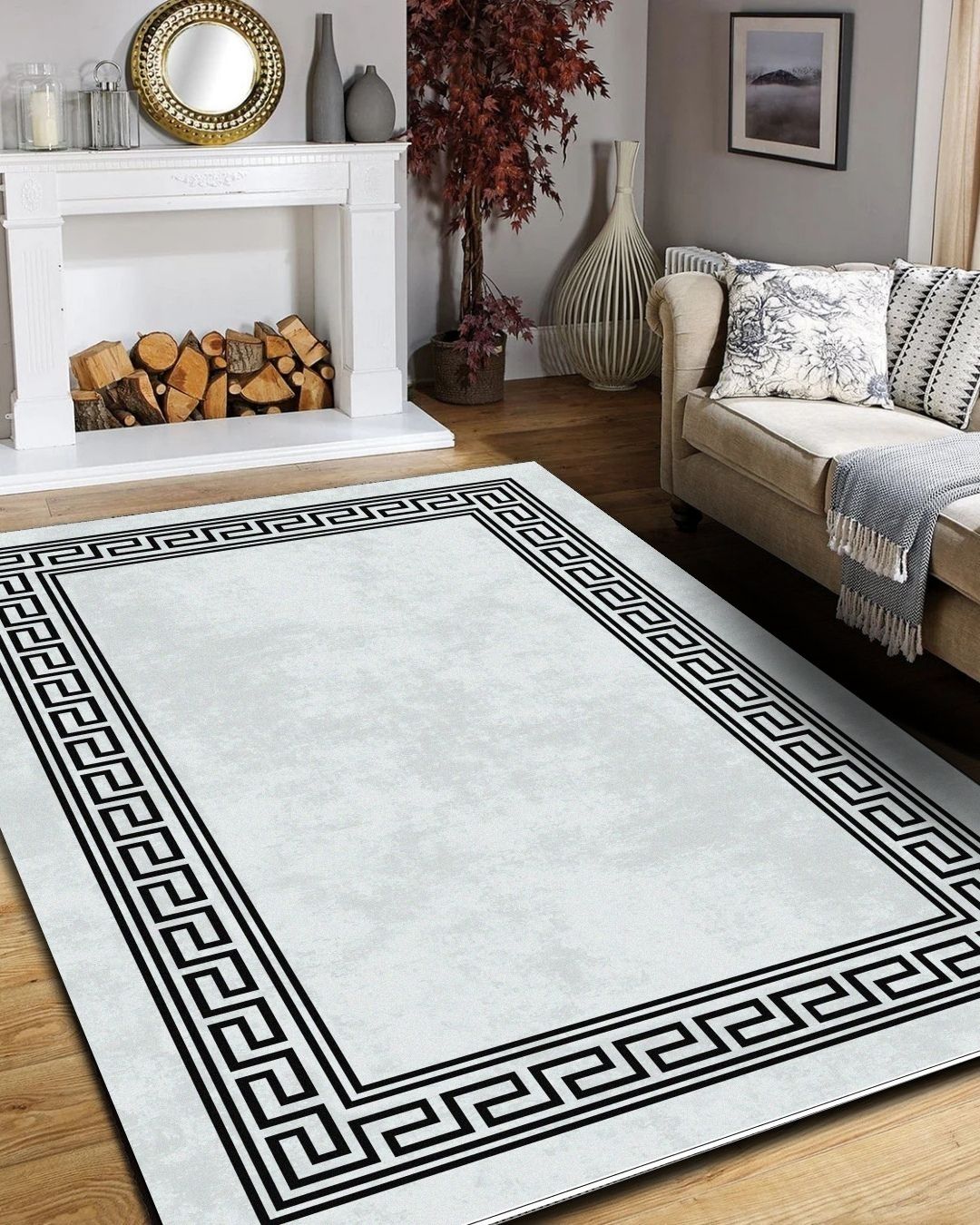 Stripe - Elegant Striped Cream Carpet - Cotton Woven Base