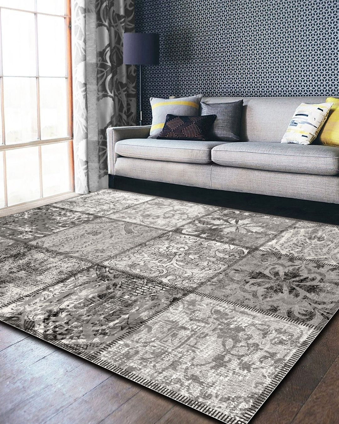 Quartz - Geometric Patterned Modern Area Rug - Cotton Woven Base